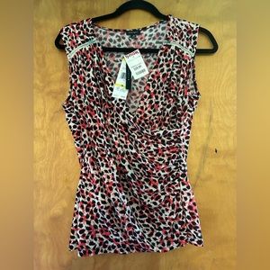 Nine West sleeveless blouse (under suit jacket?) NEW, black, orange, white